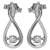 .06CT DIAMOND 18KT WHITE GOLD SOLITAIRE SEMI INFINITY TEAR DROP HANGING EARRINGS