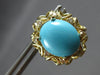 LARGE .25CT DIAMOND & AAA TURQUOISE 14K YELLOW GOLD 3D OVAL STUD EARRINGS #27843