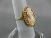 LONG ANTIQUE 14KT YELLOW GOLD LADY CAMEO SHELL FILIGREE COCKTAIL RING #19463