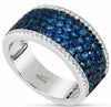 WIDE 1.44CT DIAMOND & AAA SAPPHIRE 18KT WHITE GOLD PAVE WEDDING ANNIVERSARY RING