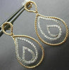 ESTATE .53CT DIAMOND 18KT 2 TONE GOLD 3D CLASSIC TEAR DROP LOVE HANGING EARRINGS