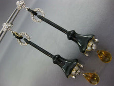 ANTIQUE LARGE 9.15CT OLD MINE DIAMOND & MULTI GEM 14K 2TONE GOLD FLOWER EARRINGS