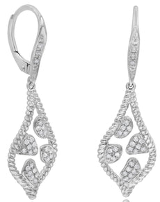 .21CT DIAMOND 14K WHITE GOLD 3D MULTI SHAPE TEAR DROP LEVERBACK HANGING EARRINGS