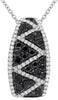 1.16CT WHITE & BLACK DIAMOND 14K WHITE GOLD 3D MULTI ROW GEOMETRICAL FUN PENDANT