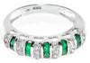ESTATE .80CT DIAMOND & AAA EMERALD 18KT WHITE GOLD 3D CLASSIC ANNIVERSARY RING