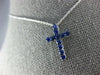 ESTATE SMALL .49CT AAA SAPPHIRE 18KT WHITE GOLD 3D CLASSIC CROSS PENDANT
