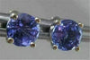 ESTATE 1.70CT AAA TANZANITE 14KT WHITE GOLD ROUND STUD EARRINGS BEAUTIFUL #22315