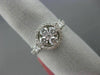 ESTATE .86CT ROUND & PRINCESS DIAMOND 18K WHITE GOLD 3D 5 STONE HALO FLOWER RING