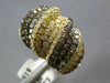 LARGE 5.92CT WHITE & MULTI COLOR DIAMOND 18KT YELLOW GOLD 3D MULTI ROW FUN RING