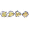 LARGE 6.73CT WHITE & FANCY YELLOW DIAMOND 18KT 2 TONE GOLD CUFF TENNIS BRACELET