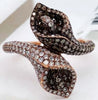 1.9CT WHITE & CHOCOLATE FANCY DIAMOND 14KT ROSE GOLD 3D DOUBLE TULIP LOVE RING