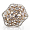 LARGE 3.54CT WHITE & PINK DIAMOND 18K WHITE & ROSE GOLD CLUSTER FLOWER LOVE RING