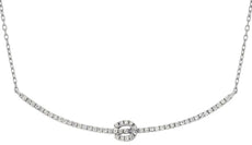 .30CT DIAMOND 14KT WHITE GOLD 3D CLASSIC BAR LOVE KNOT HORSESHOE LUCKY NECKLACE