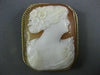ANTIQUE LARGE 14KT YELLOW GOLD 3D HANDCRAFTED LADY CAMEO BROOCH PENDANT #1328