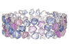 EXTRA LARGE 55.60CT DIAMOND & AAA MULTI COLOR SAPPHIRE 18KT WHITE GOLD BRACELET