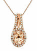 ESTATE 1.24CT DIAMOND & AAA MORGANITE 14K ROSE GOLD 3D OVAL & ROUND HALO PENDANT