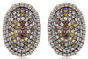 LARGE 3.10CT MULTI COLOR DIAMOND 18KT ROSE GOLD 3D CLUSTER OVAL CLIP ON EARRINGS