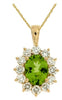 2.90CT DIAMOND & AAA PERIDOT 14KT YELLOW GOLD 3D OVAL & ROUND FLOATING PENDANT