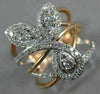 ESTATE LARGE .69CT DIAMOND 14KT WHITE & ROSE GOLD LEAF MULTI ROW FLOWER FUN RING