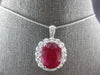 LARGE 12.85CT DIAMOND & AAA RUBY 14KT WHITE GOLD 3D OVAL & ROUND PENDANT #27985