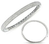 LARGE 3.94CT DIAMOND 14K WHITE GOLD MULTI ROW PAVE SEMI ETERNITY BANGLE BRACELET