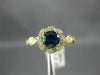 ESTATE 1.07CT DIAMOND & AAA SAPPHIRE 14K YELLOW GOLD FLOWER LEAF ENGAGEMENT RING