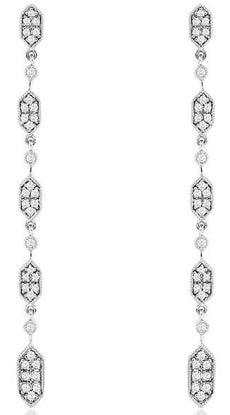 .40CT DIAMOND 14KT WHITE GOLD FILIGREE HEXAGON BY THE YARD FUN HANGING EARRINGS