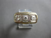 ANTIQUE LARGE .60CT OLD MINE DIAMOND 14KT 2 TONE GOLD 3 STONE UNISEX RING #28055
