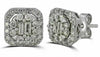 ESTATE .73CT DIAMOND 14KT WHITE GOLD 3D CLUSTER SQUARE OCTAGON STUD EARRINGS