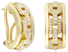 WIDE .47CT DIAMOND 14KT YELLOW GOLD OCTAGON BY THE YARD CLIP ON HANGING EARRINGS