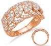 ESTATE WIDE 1.12CT DIAMOND 14KT ROSE GOLD 3D MULTI LEAF DIAGONAL FUN RING