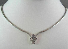 ANTIQUE 1.10CT 18K DIAMOND FLOWER DIAMOND BY THE YARD WHITE GOLD NECKLACE F VVS