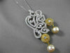 ANTIQUE MASSIVE 2.90CT DIAMOND & PEARL 18K TWO TONE GOLD FILIGREE PENDANT BROOCH