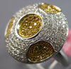 LARGE .94CT WHITE & FANCY YELLOW DIAMOND 18KT 2 TONE GOLD CIRCULAR PAVE FUN RING
