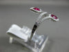 ESTATE WIDE .72CT DIAMOND & AAA RUBY 18KT WHITE GOLD 3D CLASSIC DOUBLE LEAF RING