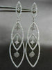 ESTATE LARGE 3.89CT DIAMOND 18KT WHITE GOLD 3D FLOWER TEAR DROP HANGING EARRINGS
