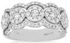 ESTATE WIDE 1.10CT DIAMOND 14KT WHITE GOLD 3D MULTI FLOWER ANNIVERSARY RING