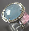 LARGE 3.52CT DIAMOND & AAA AQUAMARINE 14KT WHITE GOLD ROUND HALO FILIGREE RING