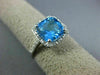 ESTATE 2.90CT DIAMOND & AAA BLUE TOPAZ 14KT WHITE GOLD CUSHION SQUARE HALO RING