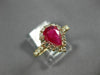 ESTATE 1.57CT DIAMOND & AAA RUBY 14KT ROSE GOLD 3D PEAR SHAPE ENGAGEMENT RING