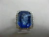 ESTATE EXTRA LARGE 12.25CT DIAMOND & AAA SAPPHIRE 14K WHITE GOLD ENGAGEMENT RING