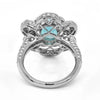 LARGE 4.17CT DIAMOND & AAA PARAIBA TOURMALINE 18KT WHITE GOLD OVAL & ROUND RING