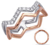 ESTATE .31CT DIAMOND 14KT WHITE AND ROSE GOLD 3D DOUBLE ZIG ZAG FUN RING