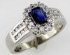 1.3CT DIAMOND & AAA SAPPHIRE 14KT WHITE GOLD EMERALD CUT & ROUND ENGAGEMENT RING
