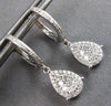 .58CT DIAMOND 14KT WHITE GOLD ROUND CLUSTER TEAR DROP LEVERBACK HANGING EARRINGS