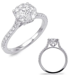 .91CT DIAMOND 14KT WHITE GOLD 3D FLOWER ROUND INVISIBLE FRIENDSHIP PROMISE RING