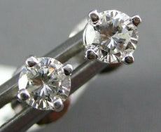 ESTATE .45CT DIAMOND 14K WHITE GOLD ROUND CLASSIC SCREW BACK STUD EARRINGS #2792
