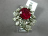 ESTATE EXTRA LARGE 6.30CT DIAMOND & AAA RUBY PLATINUM FLOWER OPEN FILIGREE RING