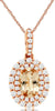 1.05CT DIAMOND & AAA MORGANITE 14KT ROSE GOLD OVAL & ROUND HALO FLOATING PENDANT