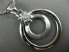 LARGE .19CT DIAMOND 18K WHITE GOLD 3D DOUBLE CIRCLE MATTE & SHINY FLOWER PENDANT